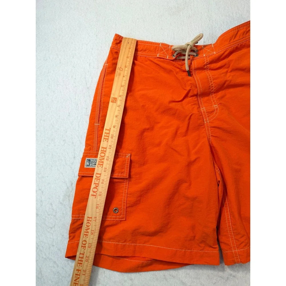 Polo Ralph Lauren Mens Orange Board Shorts Swim Trunks Cargo Pocket Size 34